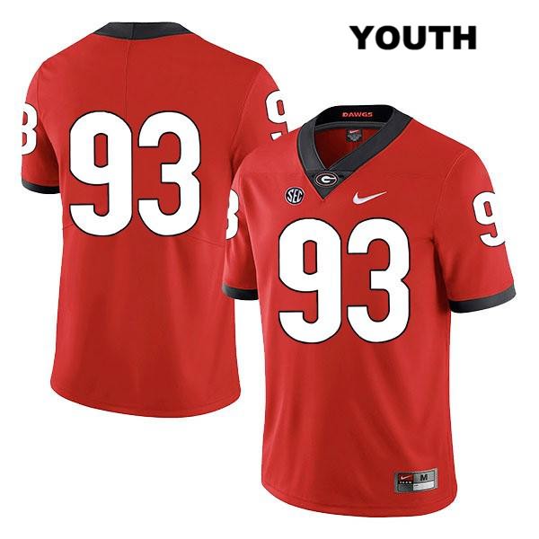 Georgia Bulldogs Youth Bill Rubright #93 NCAA No Name Legend Authentic Red Nike Stitched College Football Jersey GOY5556VS